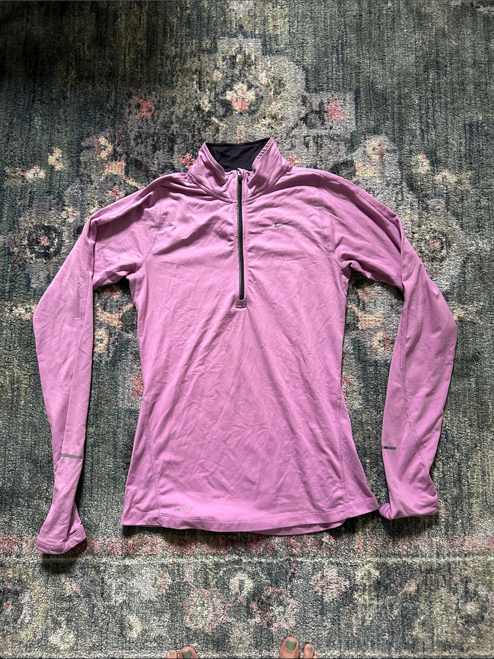 Nike Running Fuchsia Quarter-Zip Long-Sleeve Performance Top XS Workout Exercise